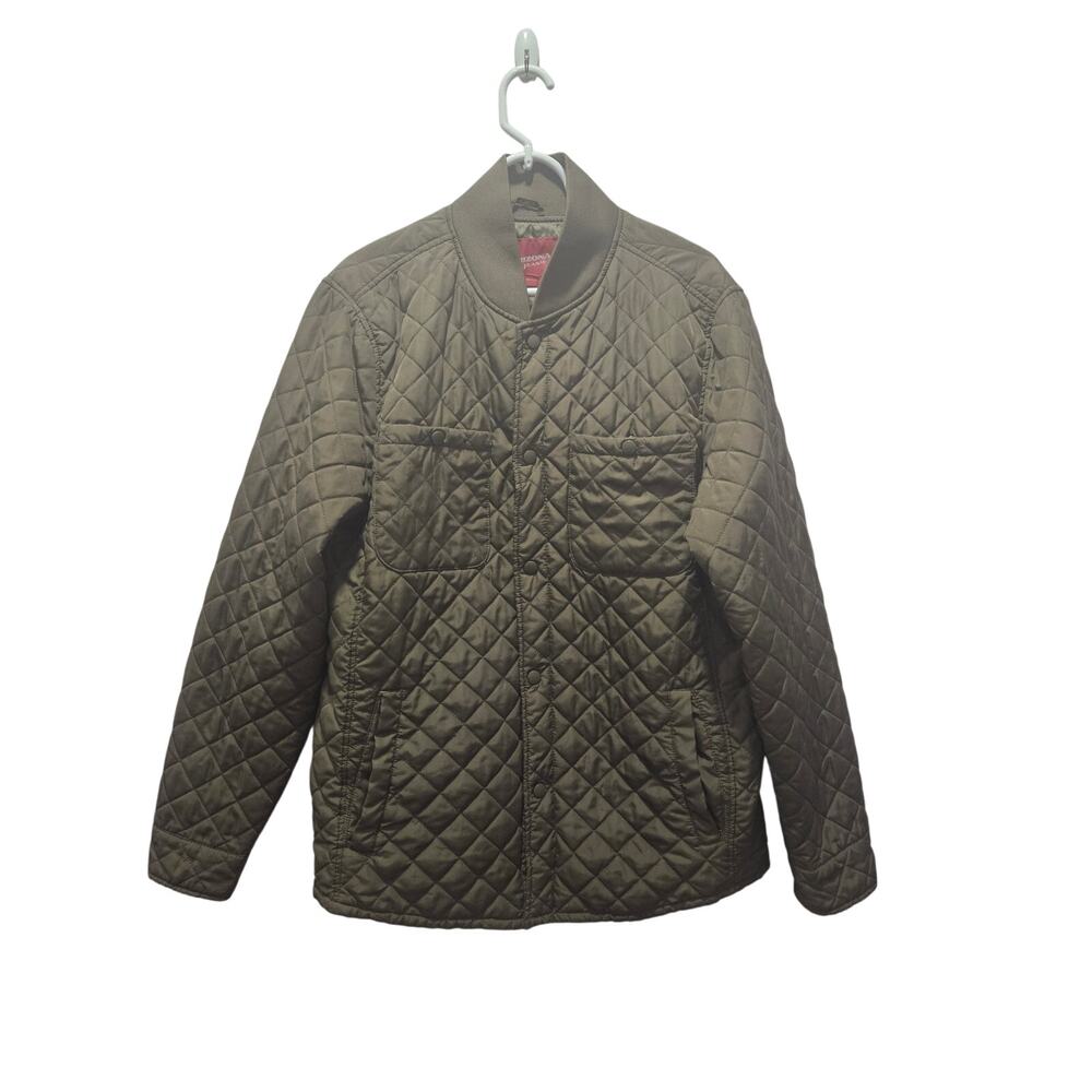 Vintage Y2K Arizona Jean Co Quilted Olive Green Utility Jacket Zip Front Women's